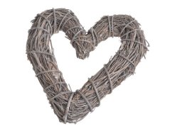srdce z proutí 32 cm - šedá