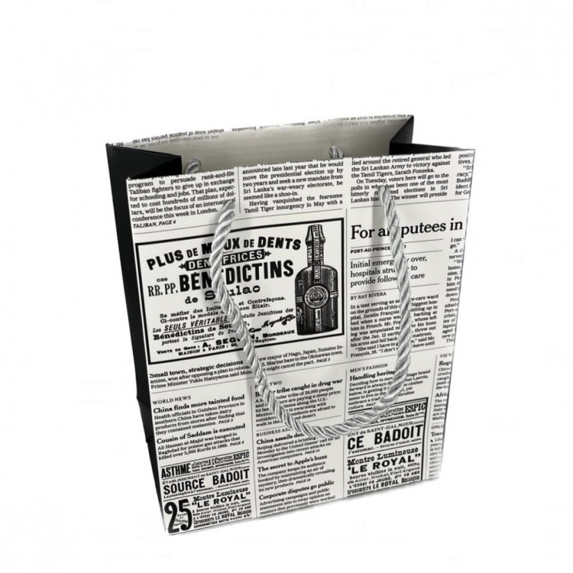 papírová taška malá -  NEWSPAPER WHITE