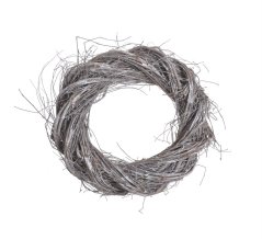 věnec z proutí a révy 25 cm - bělený - šedý