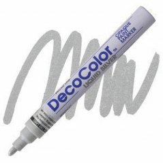 popisovač / fix / marker DecoColor Marvy - plochý, stříbrný