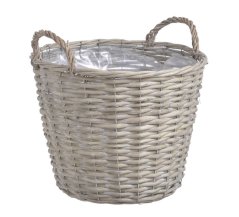 Koš s uchy 34 x 27 cm proutěný s igelitem