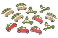 vánoční dřevěná auta (12ks) - MIX 3 druhy