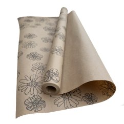 floristický přírodní papír 60 cm - sasanky/černá