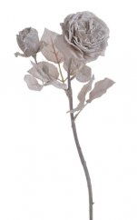 zasněžená růže s poupátkem 47 cm - šedá