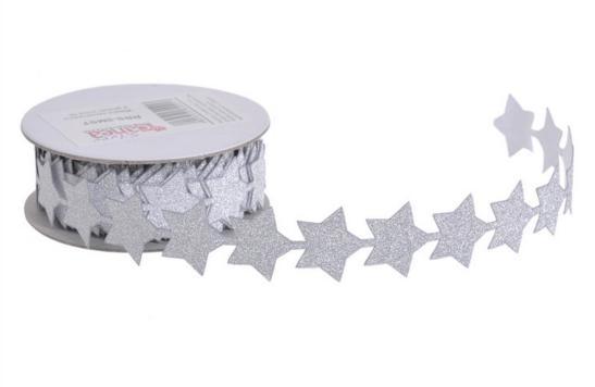 samolepící páska glitter hvězdy 5m - stříbrná