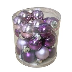 skleněné koule (24ks) 25 mm - MIX fialová sv. matná/fialová lesklá sv./fialová tm. lesklá