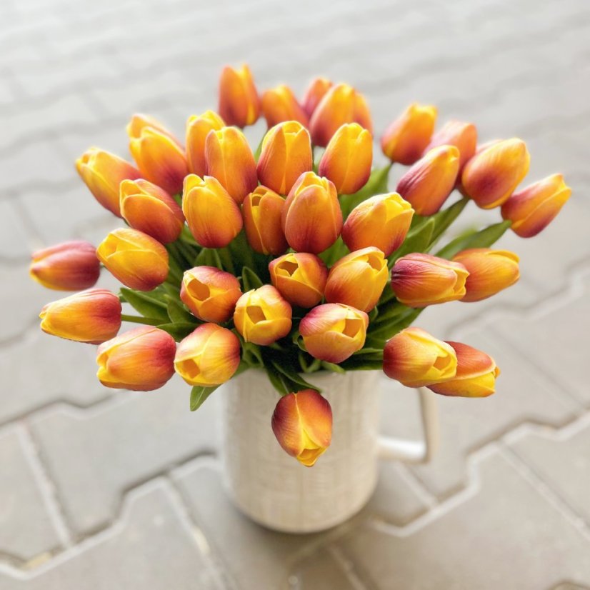 tulipán pěnový (5 ks) - žlutooranžová/vínová
