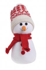 sněhulák v pletené čepici 22 cm - červená