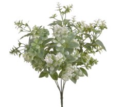 trs drobných květů a lístků 33 cm - bílá