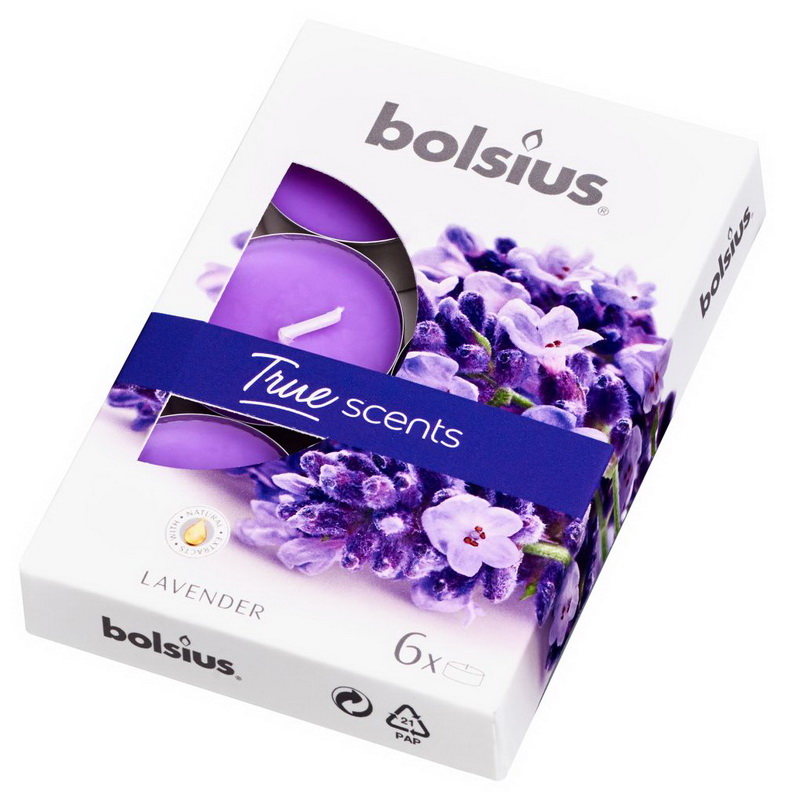 Čajové svíčky Bolsius 4 hod. (6 ks) aromatické, LAVENDER